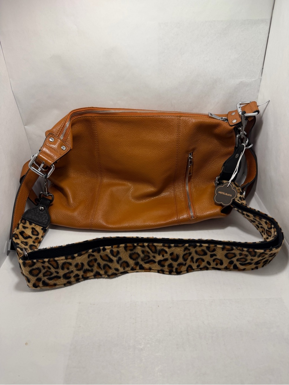 Heshe Slouchy Pebbled Leather Shoulder Bag - Cognac with Nefelibata strap